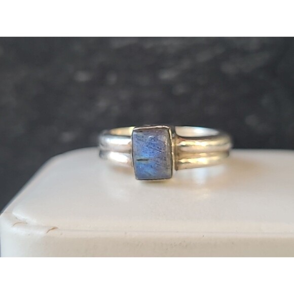 925 Sterling Silver Labradorite Ring Size US 6 Vintage - Picture 2 of 10